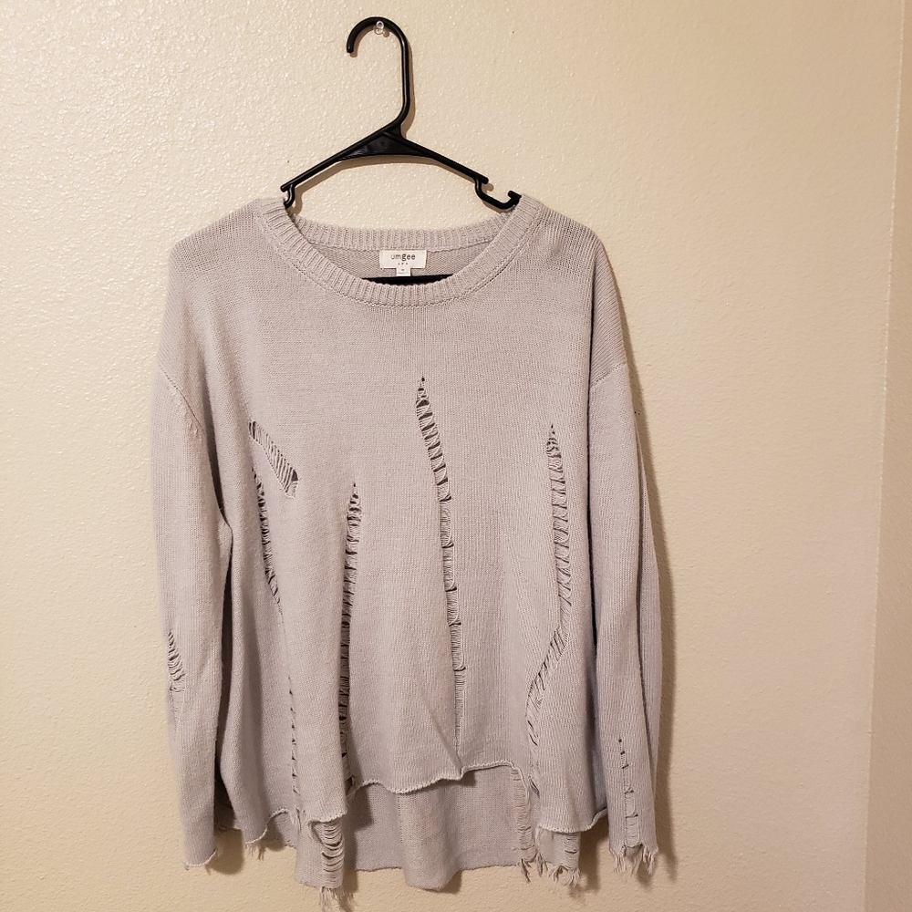 Grey Umgee ripped sweater